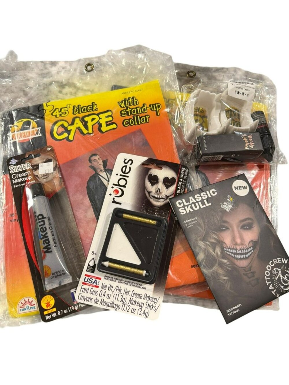 Vampire Costume Makeup, Tattoo, Fangs Set New